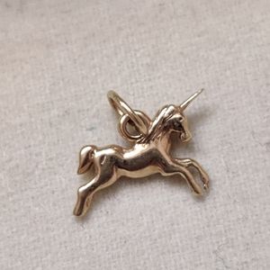 Vintage 14K Yellow Gold Unicorn Charm Pendant